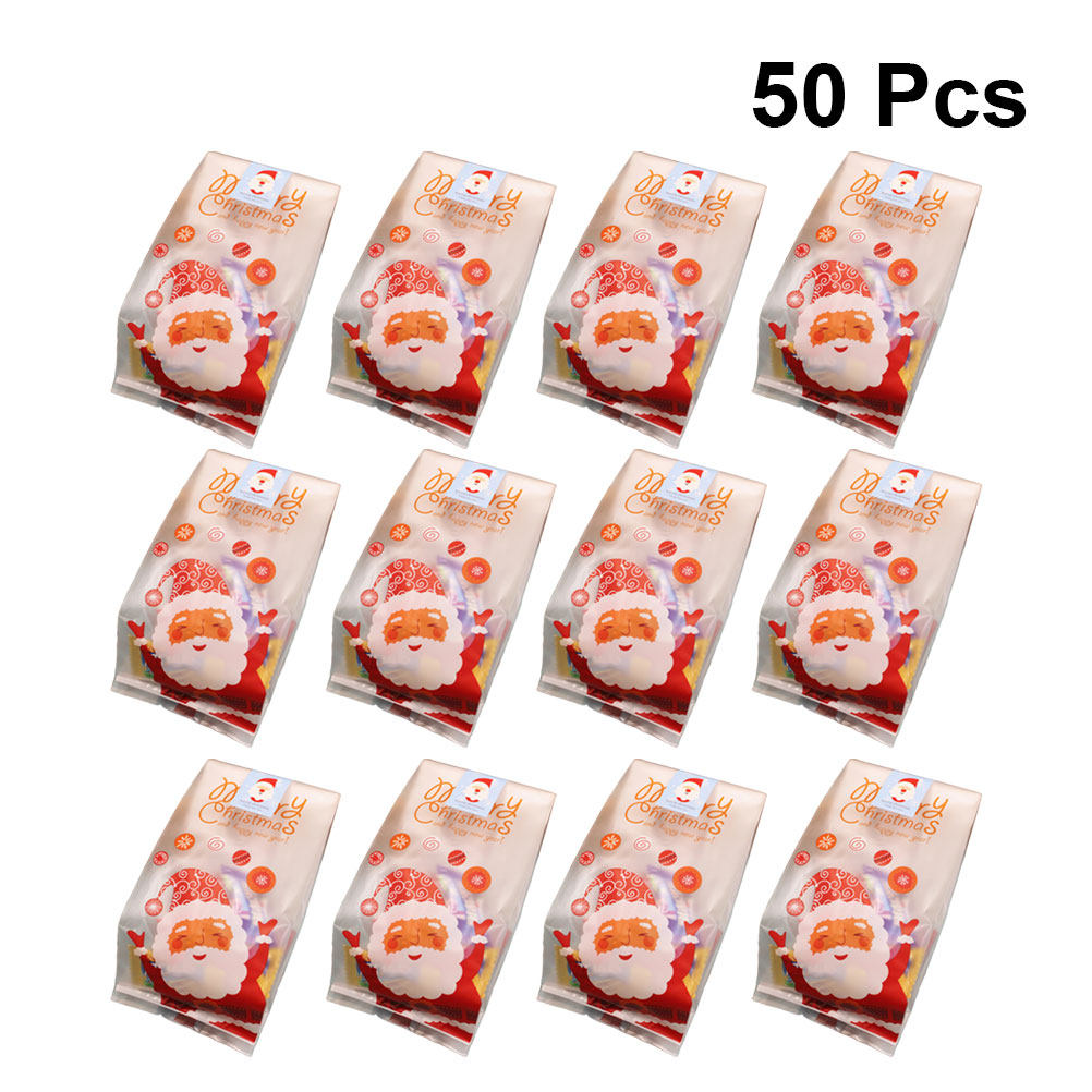 Xmas Food Snacks - 50Pcs Plastic Baking Bags Christmas Themed