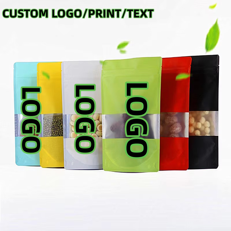 Xmas Food Snacks - 100PCS Foil Window Ziplock Bags Resealable