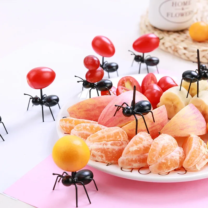 Food Snacks That Are Black - 112Pcs/Set Black Ants Toothpick Fruit Fork