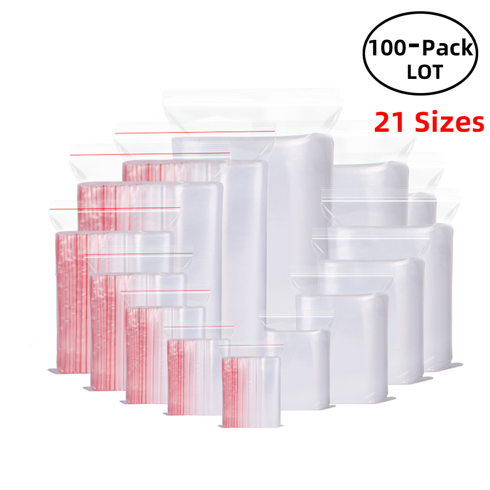 Food Z - 100PCS/Pack Resealable Zip Lock Bags Self