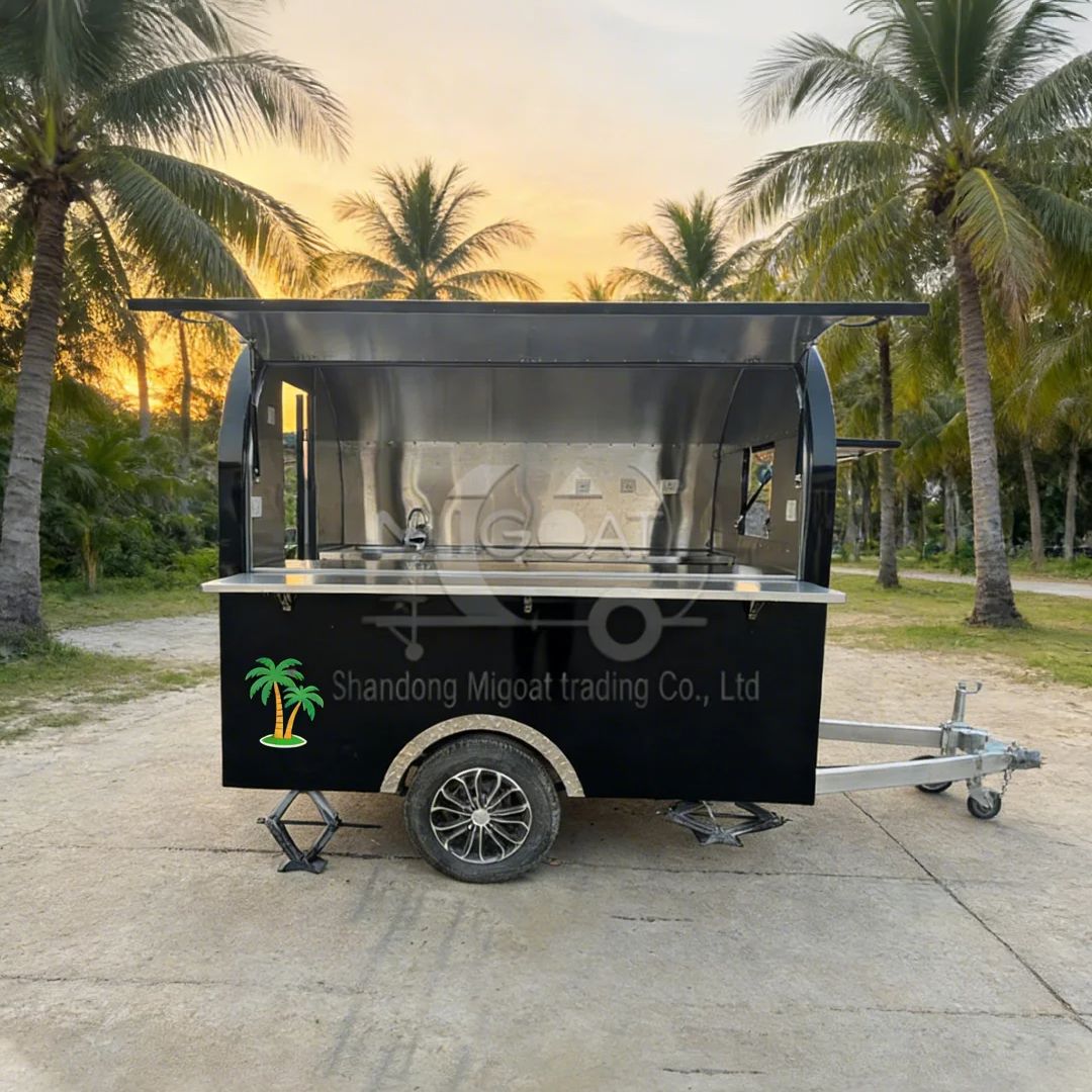 Black round Mobile Food Cart w - Food Snacks That Are Black recension och pris