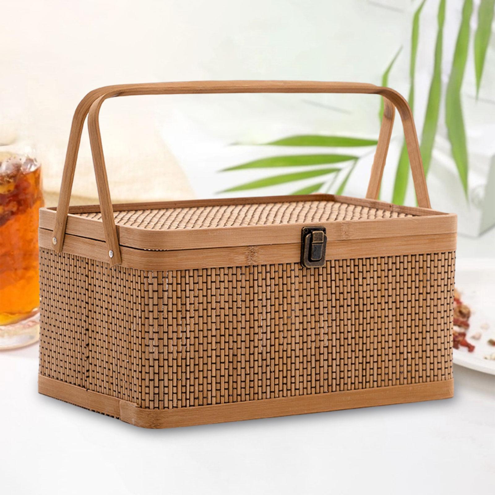 Handcrafted Bamboo Picnic Bask - Food Snacks Hamper recension och pris