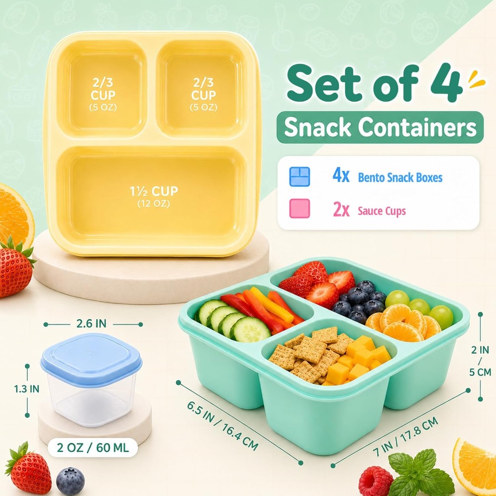 3 Compartment Bento Box Snack  - Food Snacks Healthy recension och pris