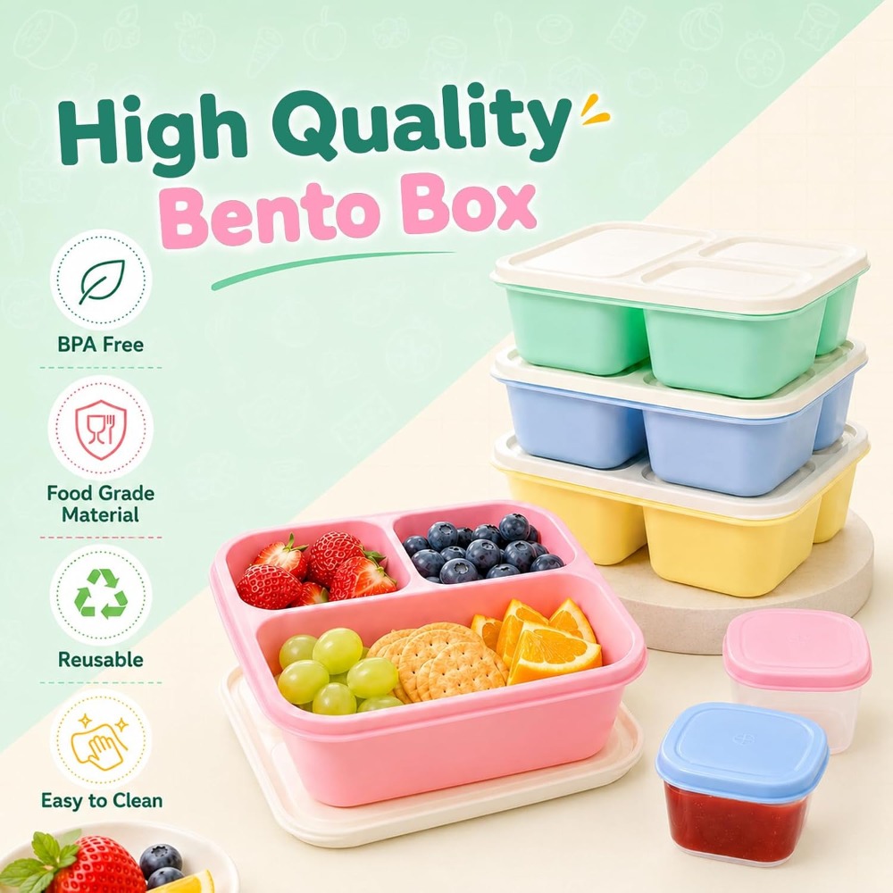 3 Compartment Bento Box Snack  - Food Snacks Healthy recension och pris