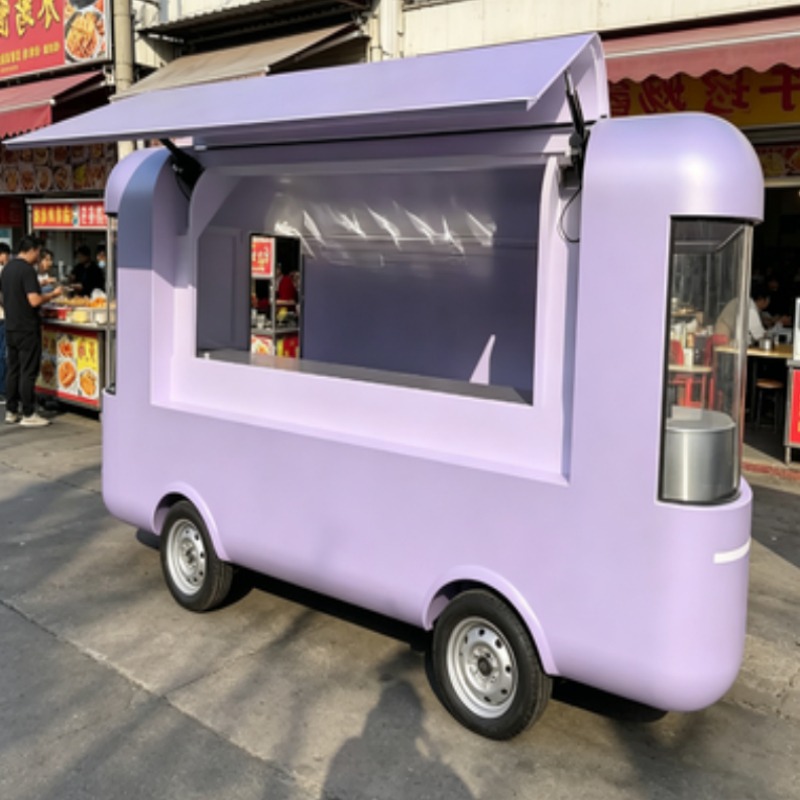 Round Movable Food Trailer Por - Food Snacks Drinks recension och pris