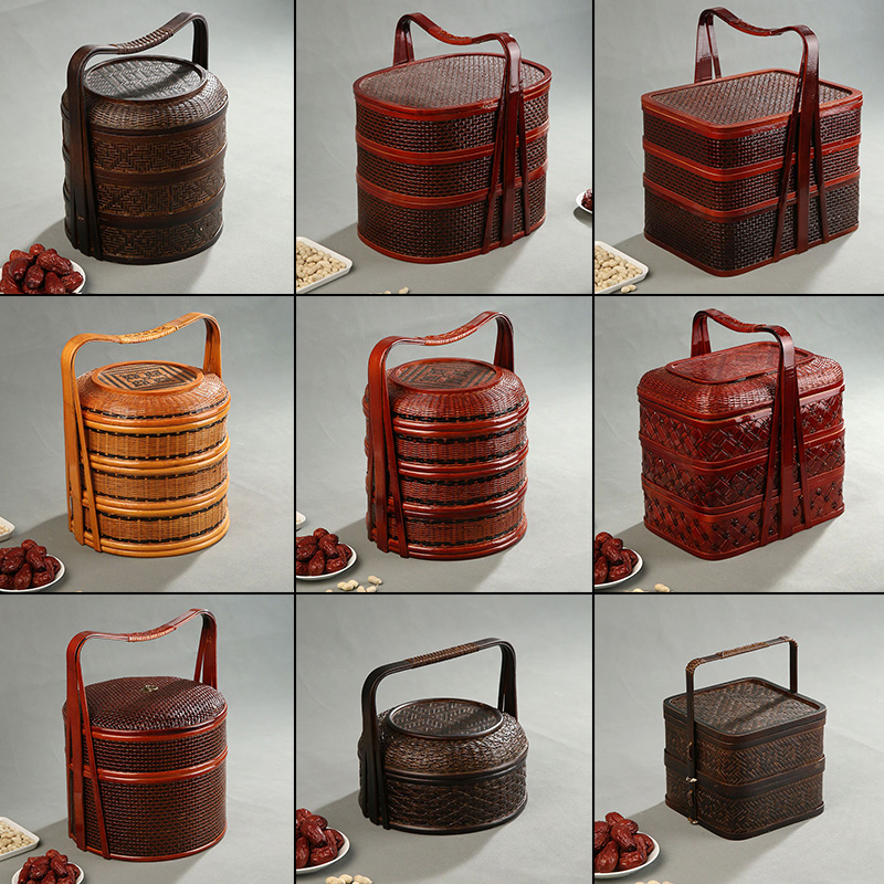 Bamboo Picnic Basket with Lid  - Food Snacks Hamper recension och pris